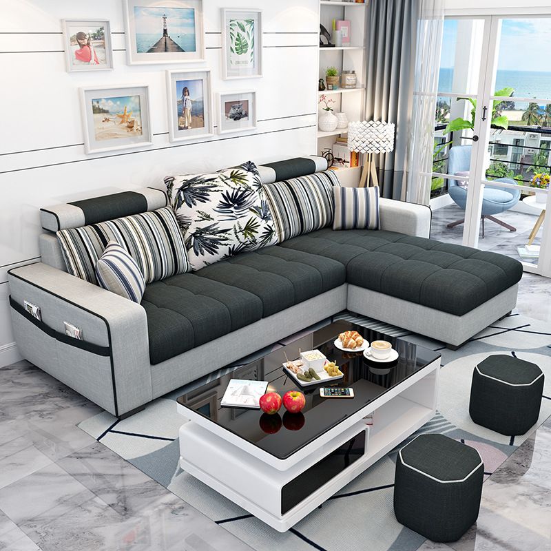Square Arms Sectional 106.3 "L Sofá de espalda de altura con almacenamiento para apartamento