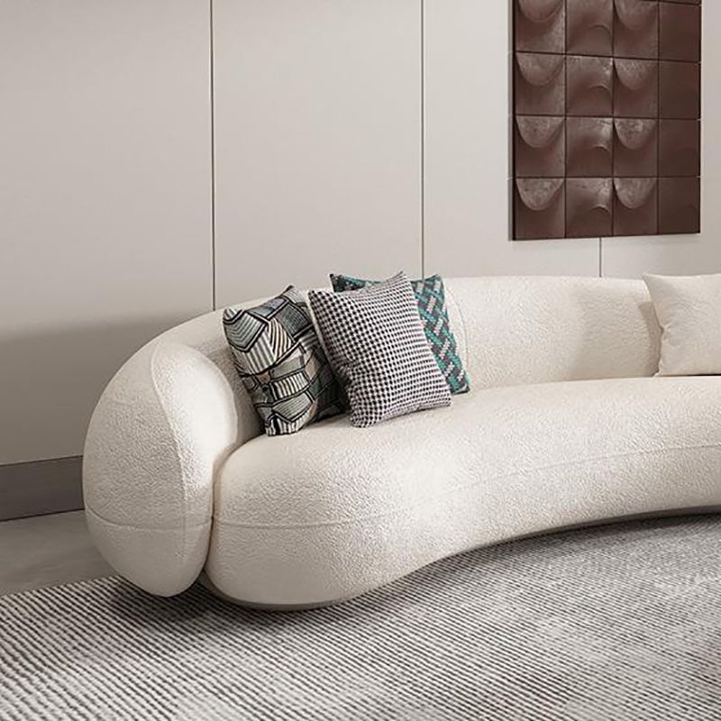 Scandinavian Fabric Cushions Tuxedo Arm Living Room Curved Settee