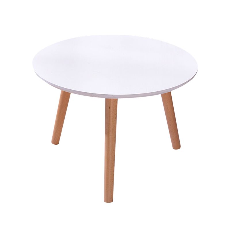 Traditional Style Cocktail Table White/wood Color Rubber Wood Round Coffee Table