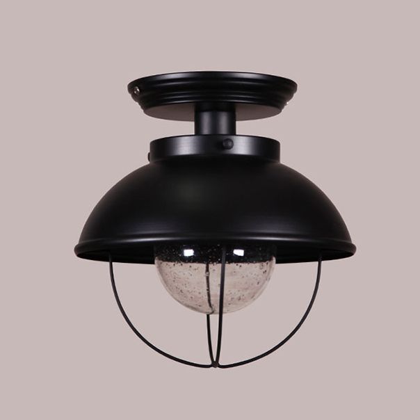 Black Flush Mount Light Industrial 1 Head Ceiling Mounted Light for Outdoor