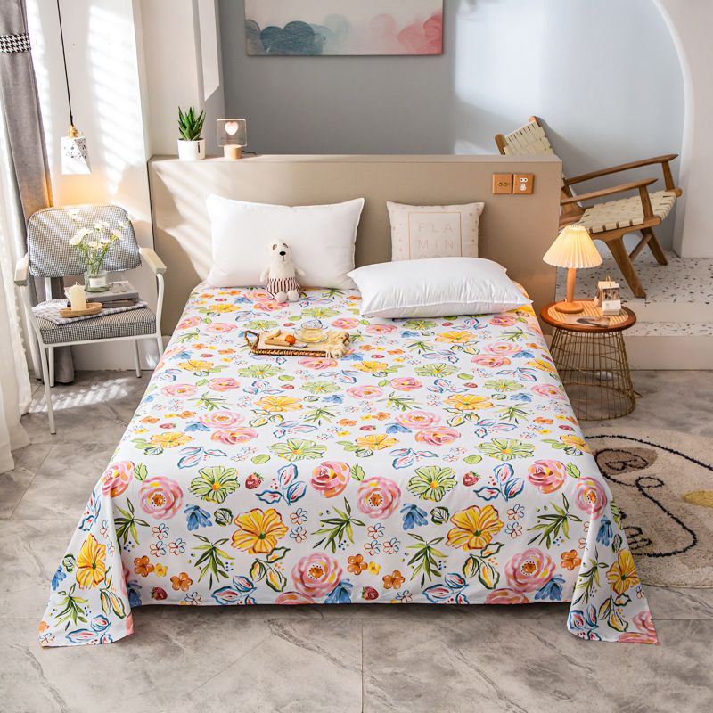 Printed Bed Sheet Breathable Fade Resistant Cotton Fitted Sheet