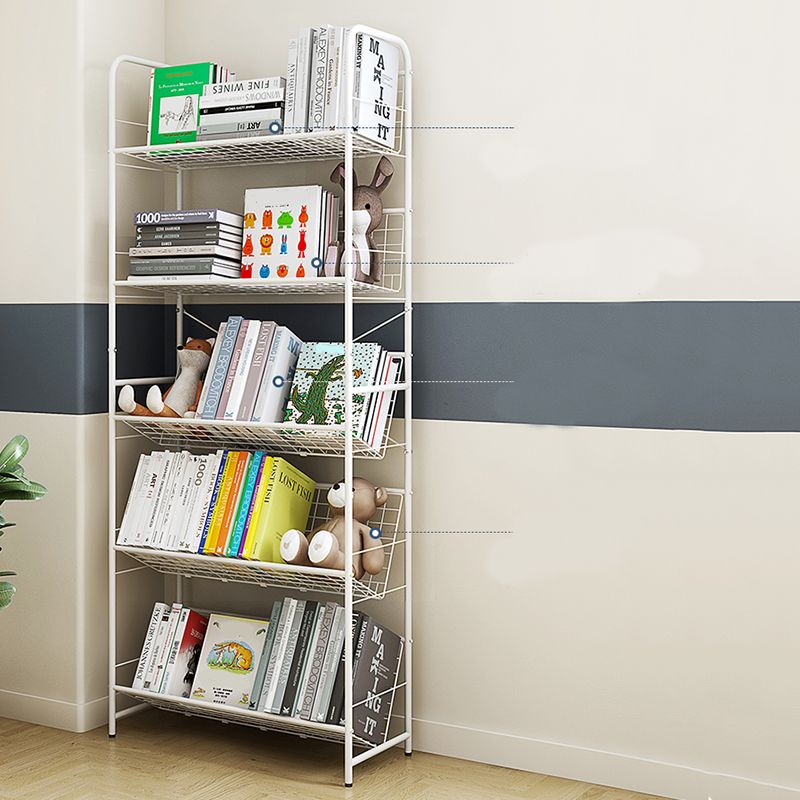 Modern Style Etagere Bookshelf Vertical Open Back Metal Bookcase for Home
