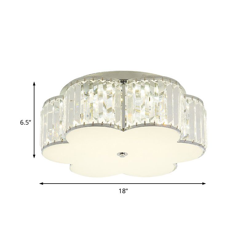 Plafonnier LED rond/fleur en cristal moderniste avec diffuseur en acrylique blanc