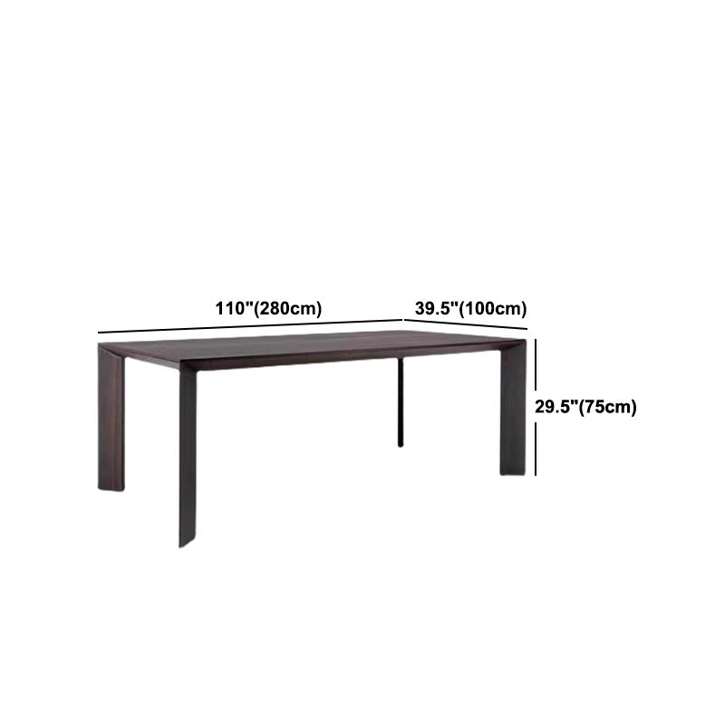 Modern Rectangle Dining Site Table Black Solid Wood 4 Legs Dining Table