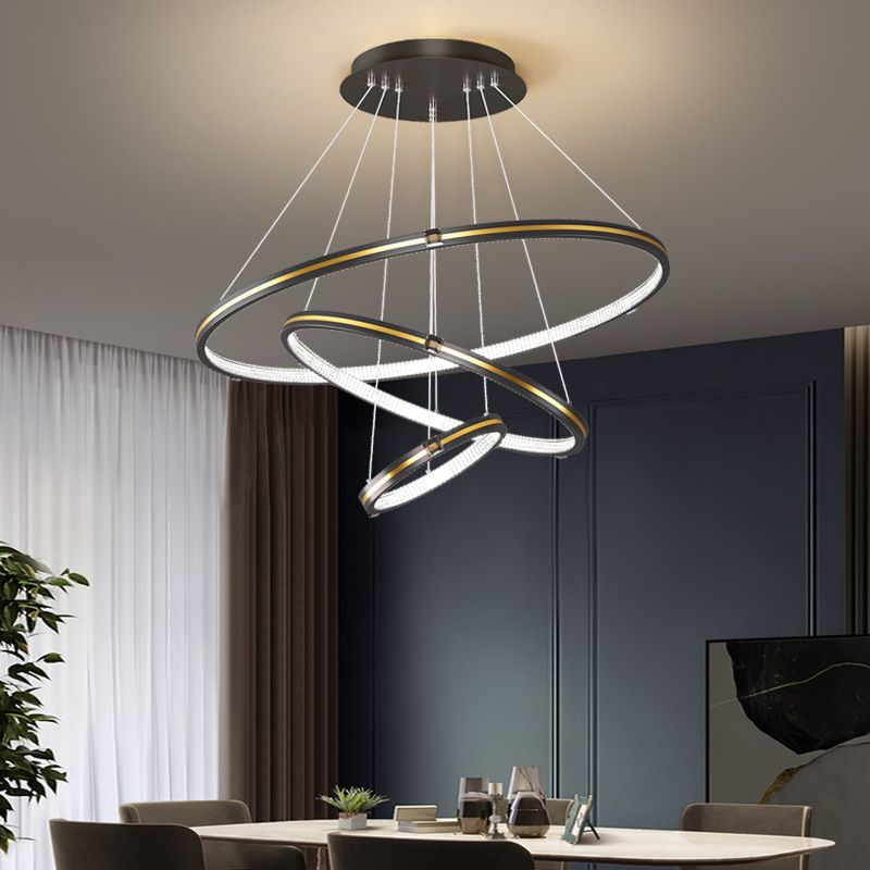 Lampada del lampadario moderno a ginnastica a anello di semplicità Lights Acrilico Ampiccamento a sospensione per il ristorante