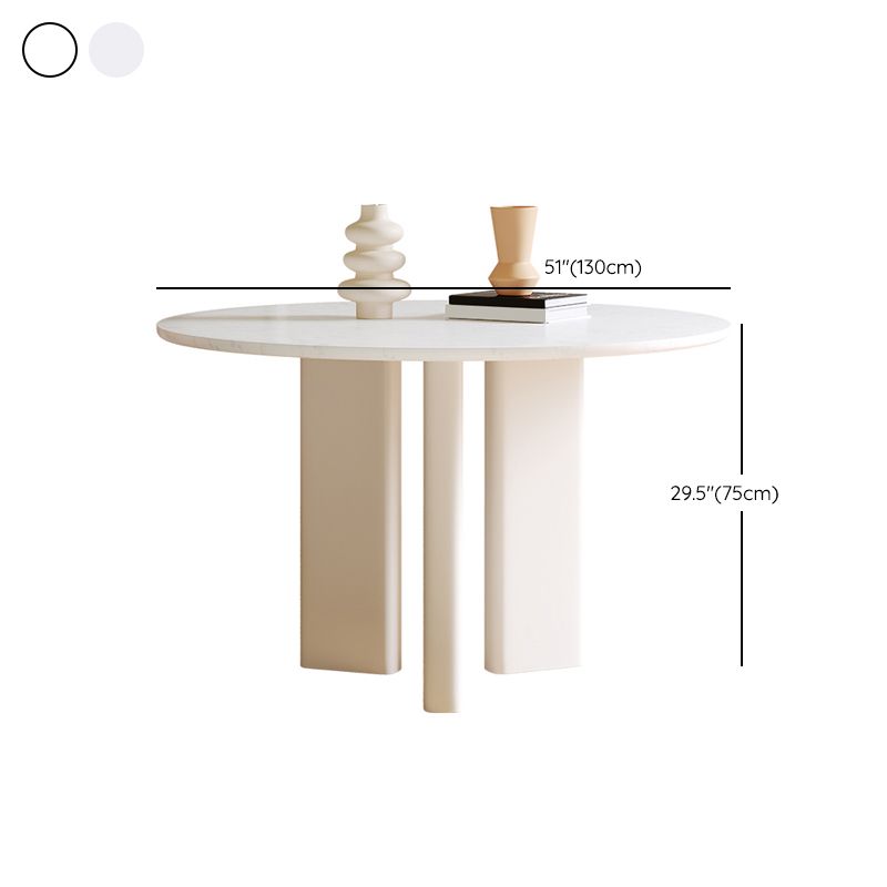 Scandinavian Round Cream White Dining Table for 2-4 People Artificial Wood Table Top with Tripod Leg