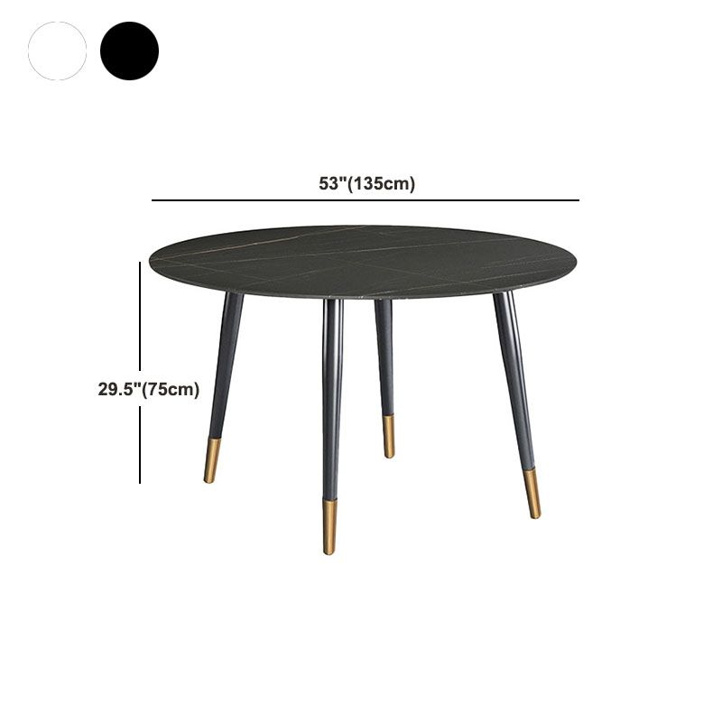 Traditional Luxury Dining Table Stone and Metal Round Tripod Base Dining Table
