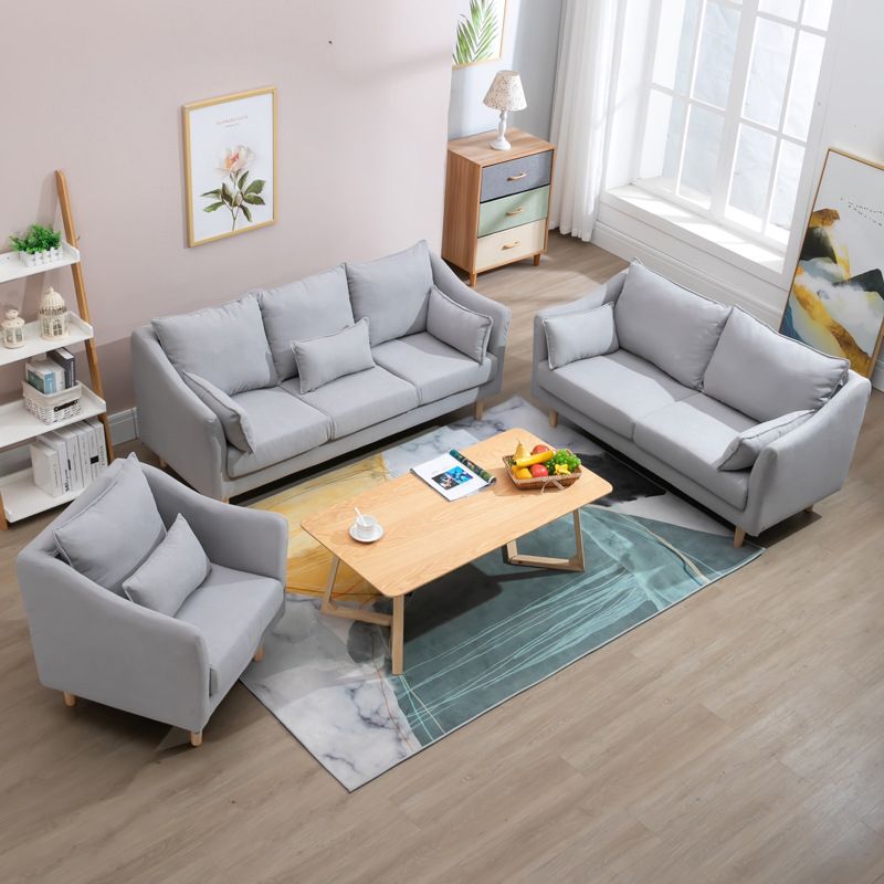 Scandinavian Loose Back Sofa 27.17" H Square Arm Slipcovered Loveseat