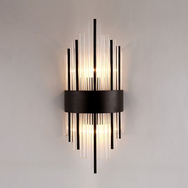 Lámpara de luz de apliques de cristal posmodernos de 2 cabezas de pared para sala de estar de dormitorio