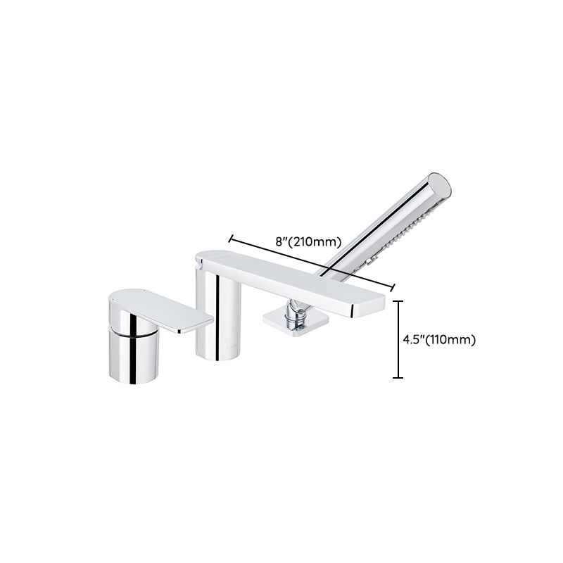 Modern Deck Mounted Roman Tub Faucet Bronze Low Arc Roman Tub Faucet Set
