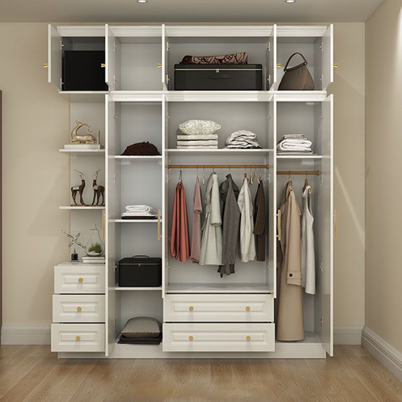 Manufactured Wood White Wardrobe for Home Modern Cabinet with Drawers