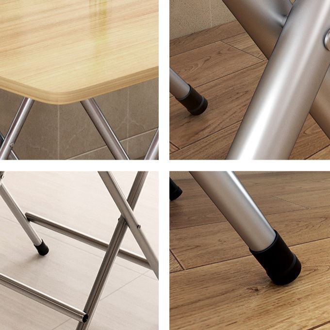 Metal and Wood Table 28.5"H Mid-Century Modern Style Foldable Square Dining Table