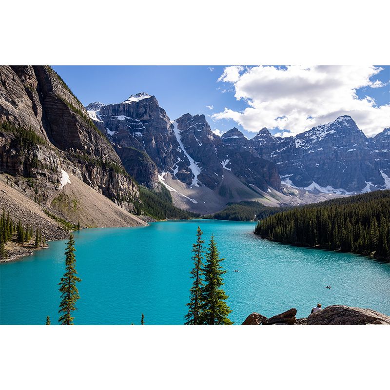 Magnificent Mountain View Removable Wall Mural Moisture Resistant for Sitting Room