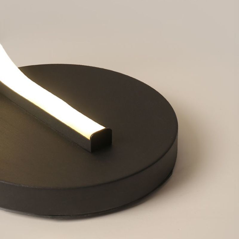 Bend Shape Metal Nightstand Lamp Minimalist Black LED Table Light in 3 Color Light