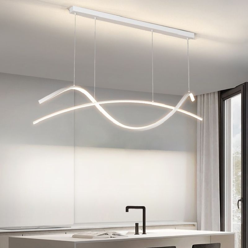 Strip Shape Island Light Modern LED Island Hanging Lamp with Acrylic Shade for Dining Room