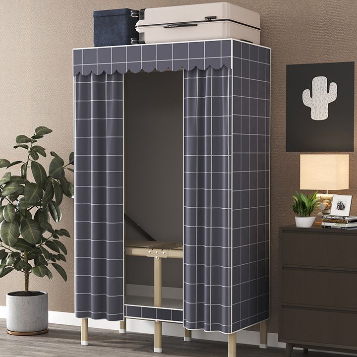 Contemporary Style Metal Wardrobe Cloth Rod Included Wardrobe Closet