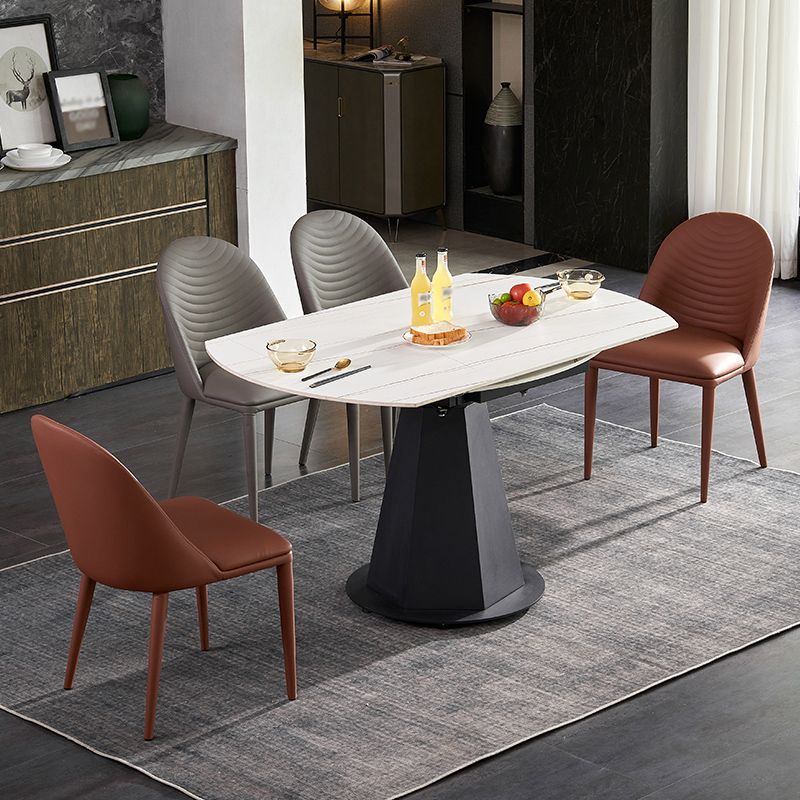 Modern 1/3/4/5/7 Pieces White Dining Table Set with Sintered Stone Top Round Dinette Set