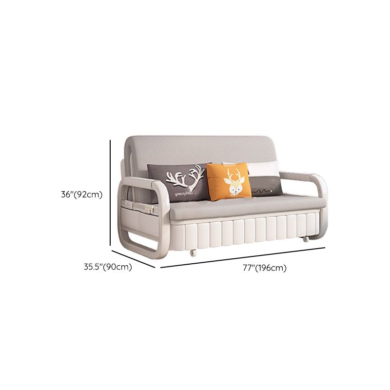 Contemporary Fabric Sofa Bed in Gray Removable Sleeper Sofa Pillow Included