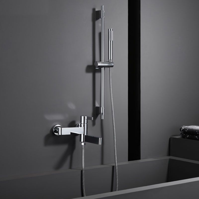 Contemporary Chrome Bath Faucet Trim Swivel Wall Mounted with Hand Shower