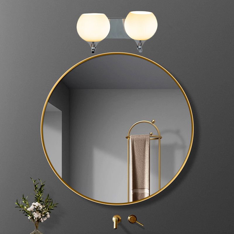 Modernism 1/2-Light Chrome Vanity Light Glass Shaded Bath Bar