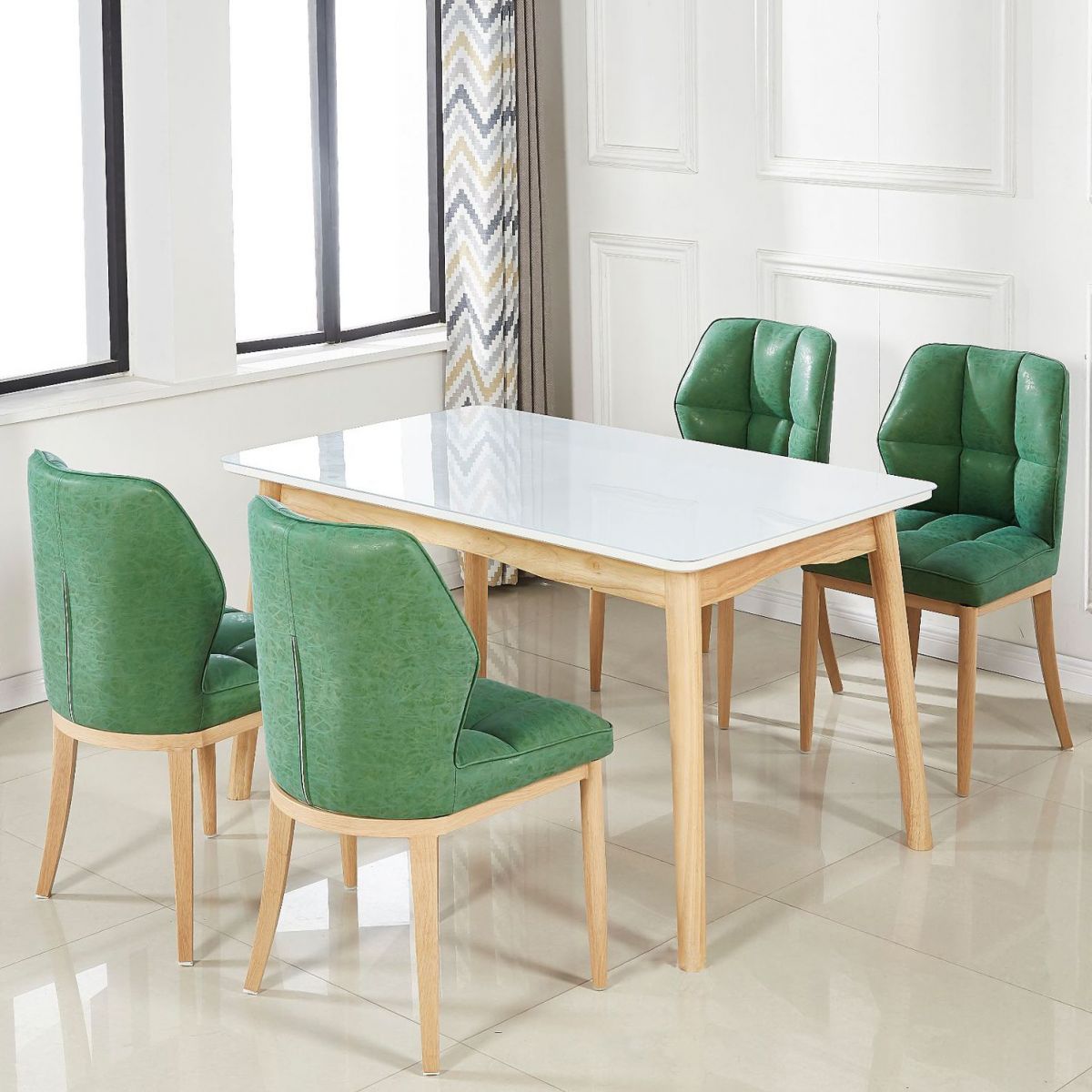 Sillas de comedor sin brazos de cuero, sillas laterales tapizadas modernas con patas de metal