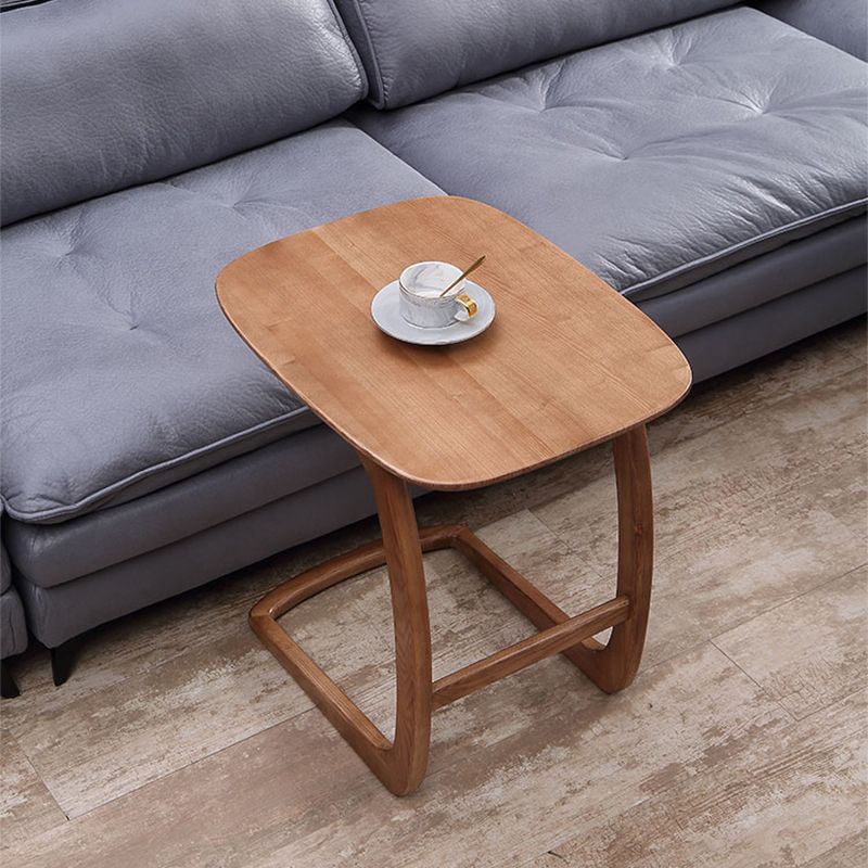 Modern Style Wood End Table Rectangular C-shape Sofa Side Accent Table