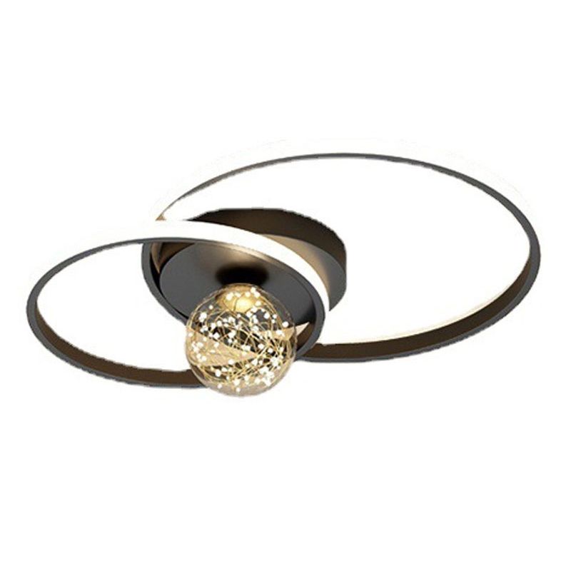 Round Shade Multi-Lights Flush Mount Modern Style Flush Mount Deckenleuchte in Schwarz