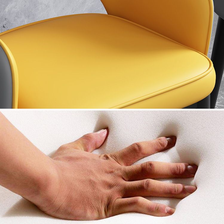 Glam Open Back Dining Arm Chair Leather Dining Chair for Kitchen