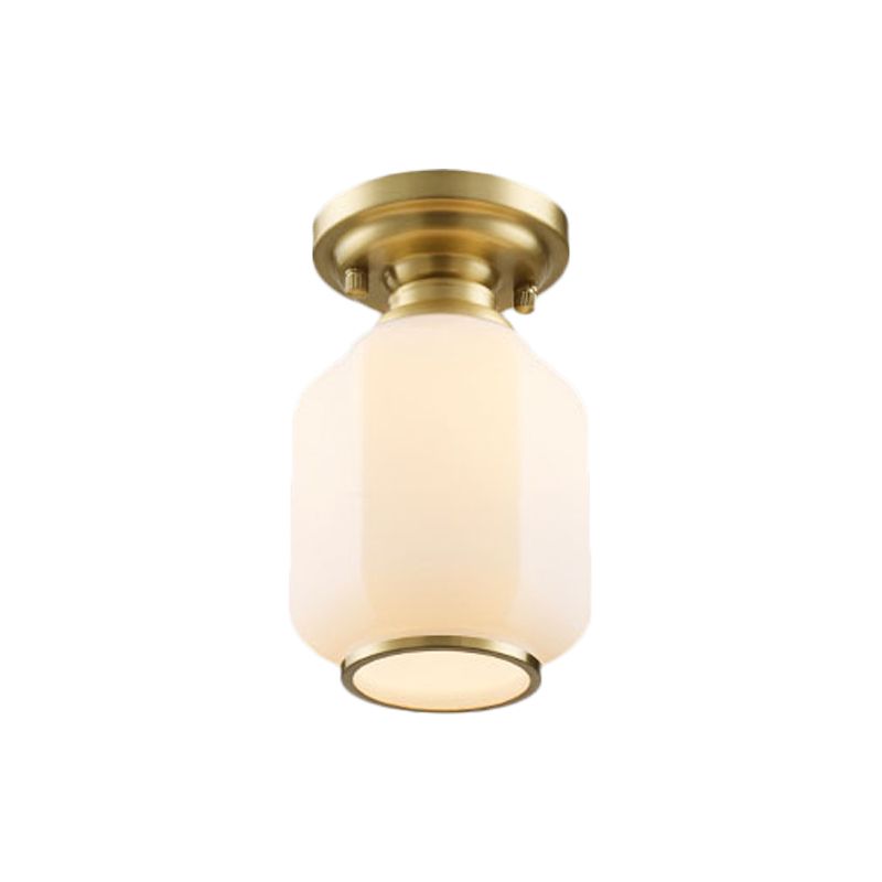 Lampe traditionnelle encastrée pour couloir 1 ampoule plafonnier encastré en verre blanc crème