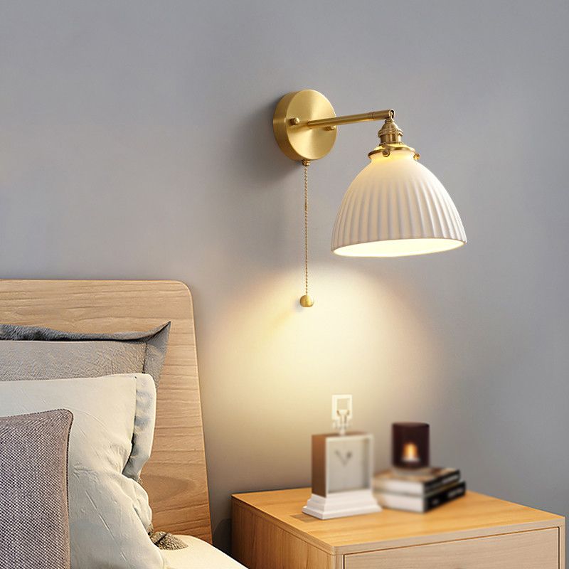 Nordic Style Wall Light Geometry Shape Wall Lamp with Ceramics Shade for Bedroom