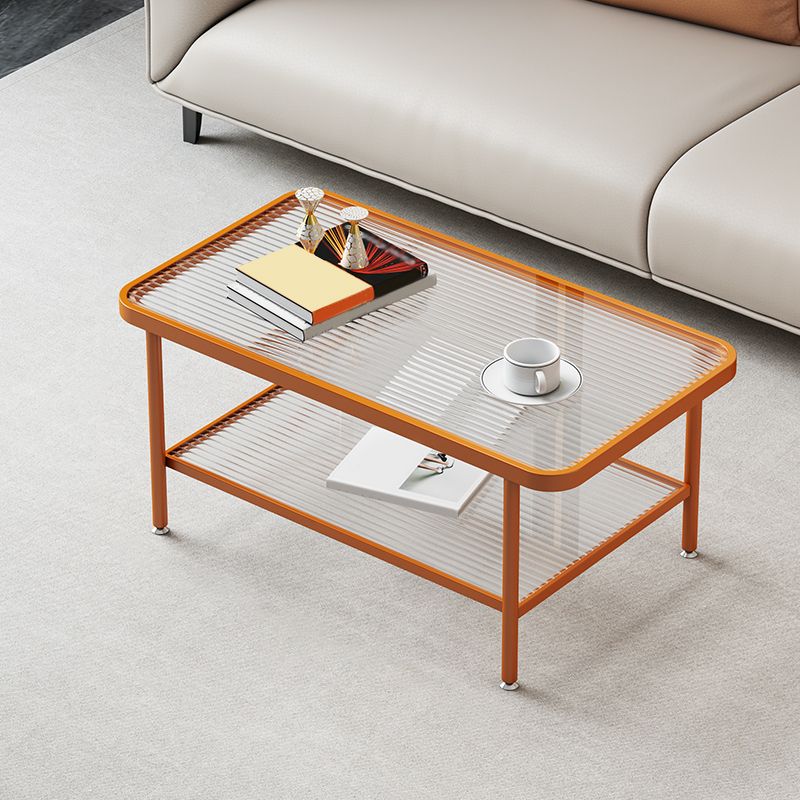 Glass-Topped Cocktail Table Rectangular Coffee Table for Living Room