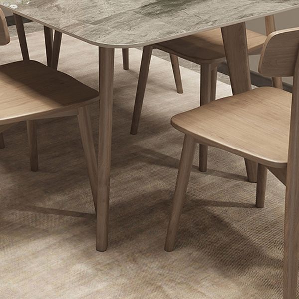 Rectangle Shaker Style Dining Table 4 Solid Wood Brown Legs Dining Table