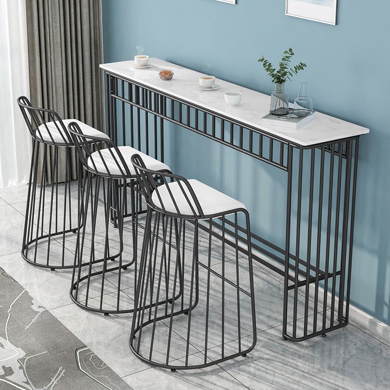 Industrial Rectangle Bistro Bar Desk Faux Marble Bistro Table for Indoor