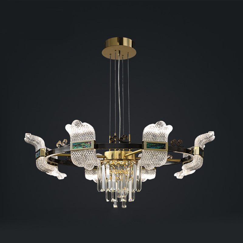 LED -Kronleuchterbeleuchtung moderner Kronleuchter -Anhänger Licht mit Glasschatten für Schlafzimmer