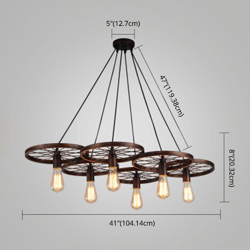 Ruota a pendente multipla in stile industriale METALLIC PENDANTI LAMPARE MULTIMA
