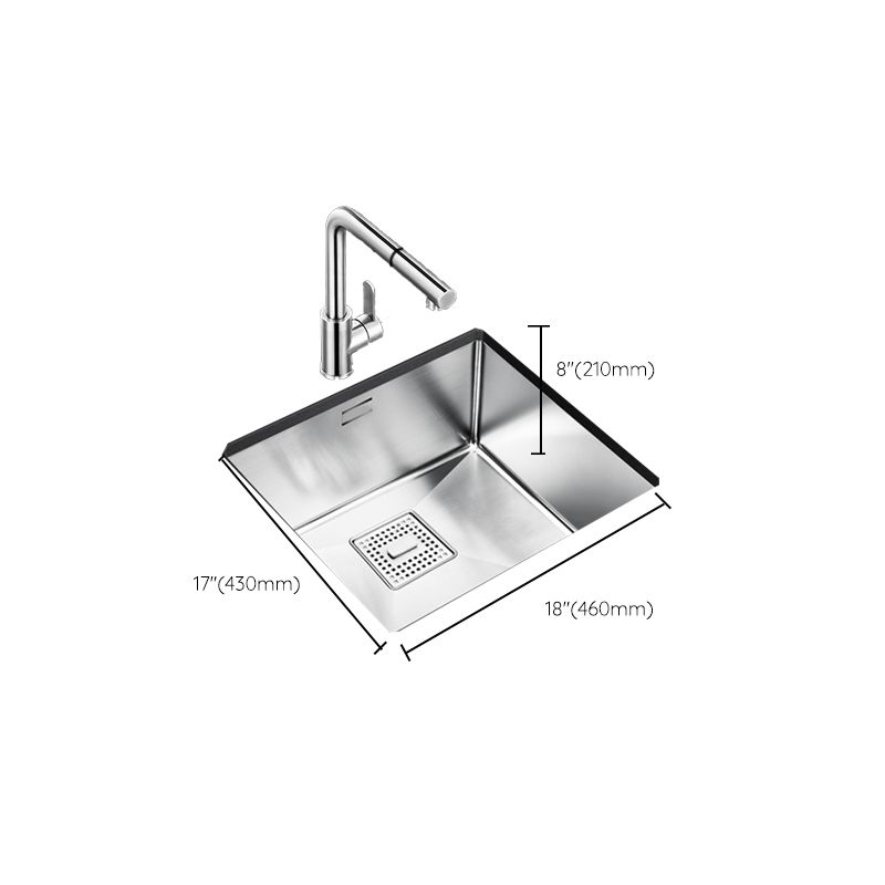 Rectangle Single Bowl Kitchen Sink Stainless Steel Sink with Drain Strainer Kit