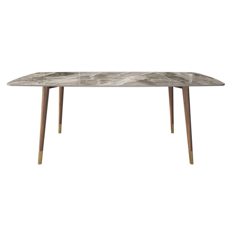 Mesa de comedor de piedra sinterizada estilo simplicidad Casa Mesa de forma rectangular con base de madera de cenizas