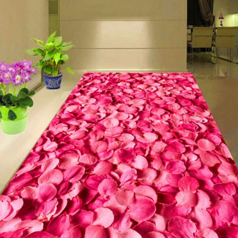 Green Tone Modern Area Carpet Polyester Plant Pattern Indoor Rug Anti-Slip Backing Carpet for Living Room