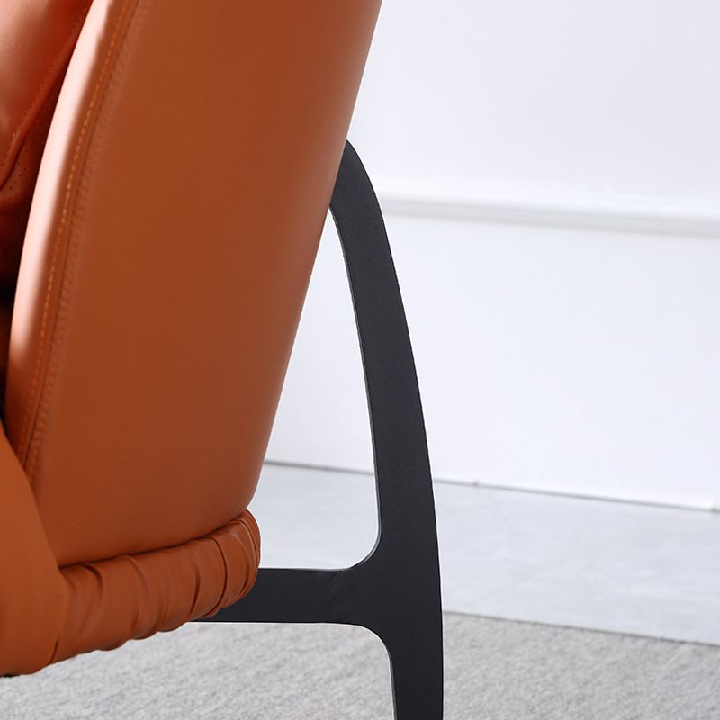 Modern Style Armless Black Metal Leather Lounge Chair with Pillow Back