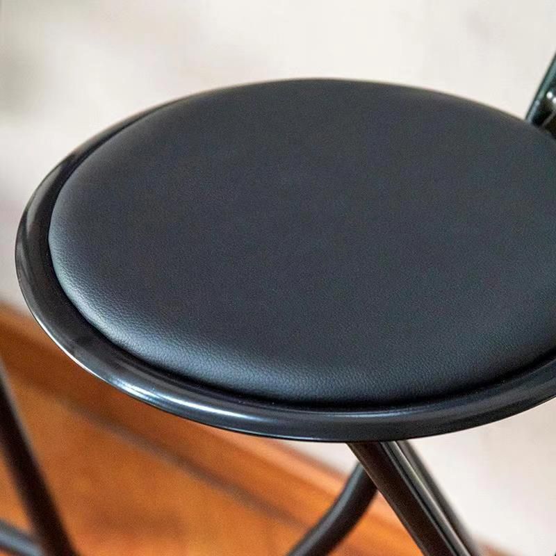 Contemporary Dining Stools Low Back Folding Bar Stools with Metal Base
