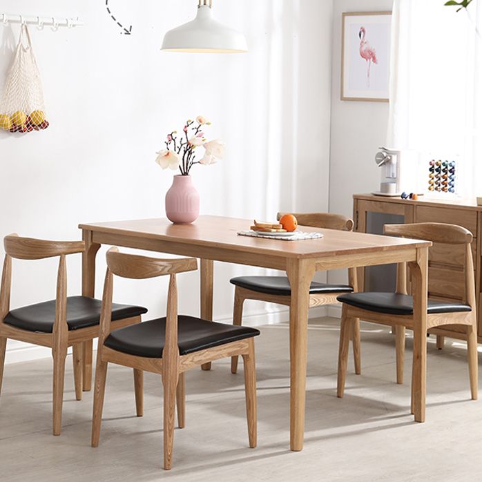 Mesa de comedor marrón de estilo moderno, mesa de comedor rectangular de madera maciza de 4 patas para el hogar