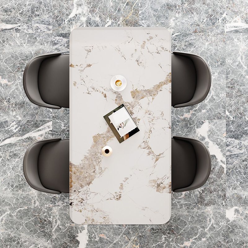 Nordic Dining Furniture Set 1/2/5/7 Pieces Rectangle Sintered Stone Table Armless Chairs