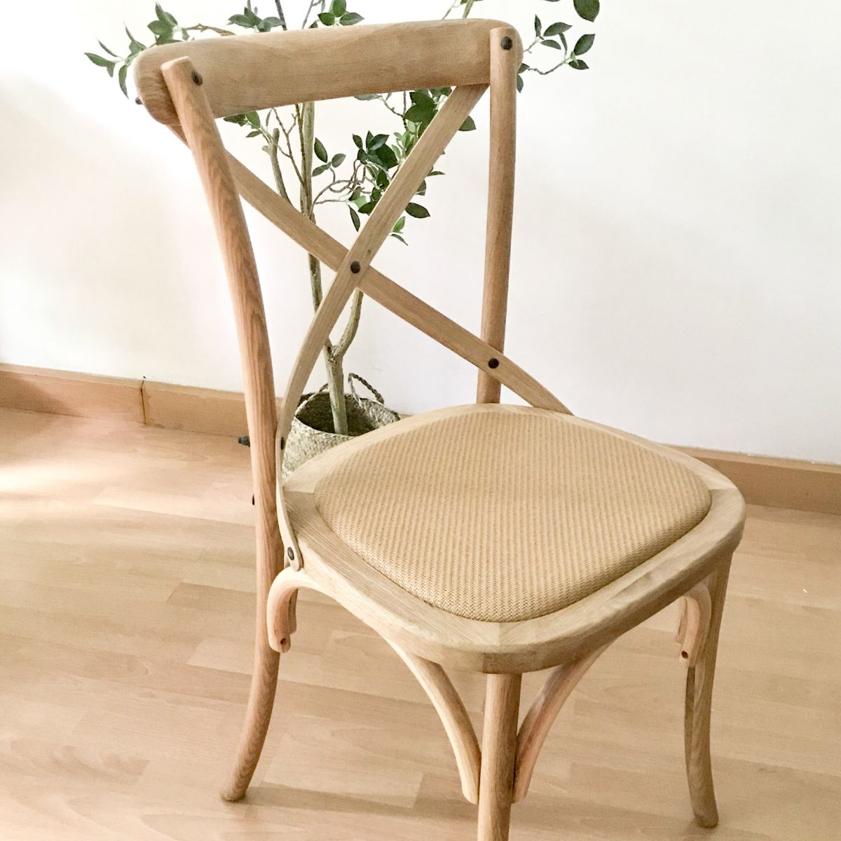 Chaise de salle à manger carrée de style country