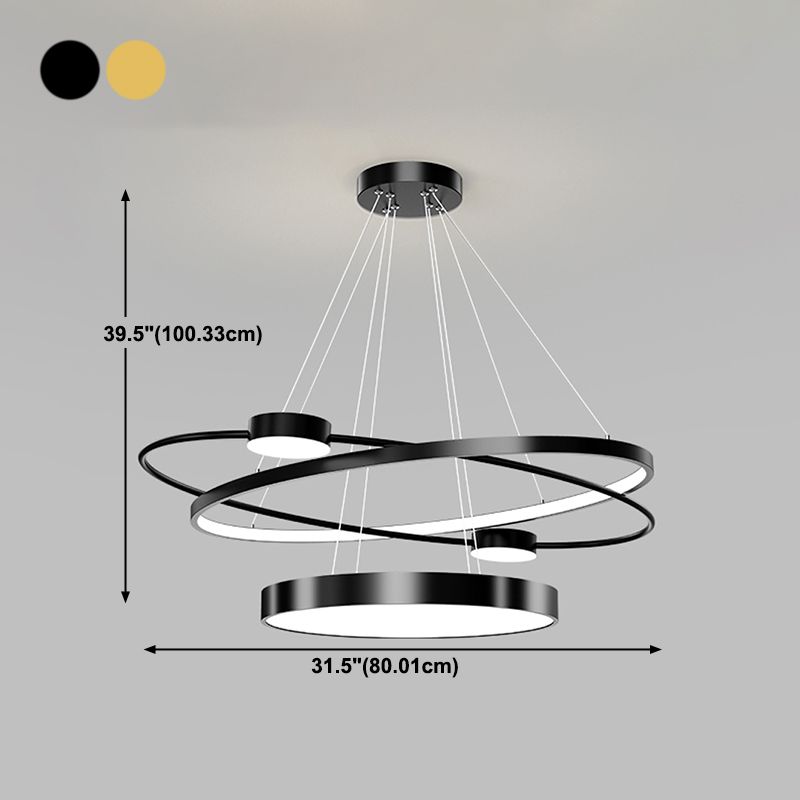 Posto de lámpara LED LED de capas de metal de araña de círculo nórdico para restaurante