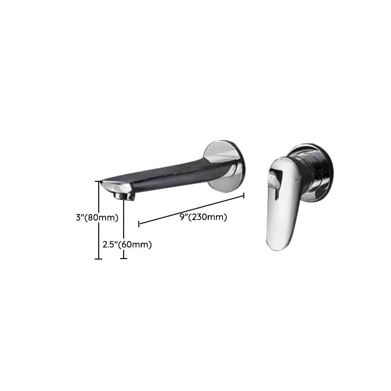 Wall Mounted Bathroom Faucet Waterfall Spout with Lever Handle