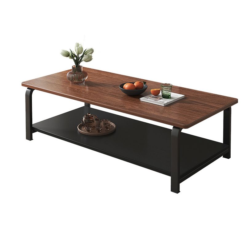 4 Legs Rectangular Coffee Table Contemporary Shelf Included Cocktail Table