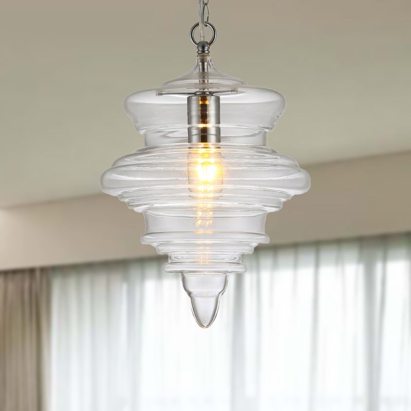 Spool contemporaneo/a sospensione Luce a sospensione Clear/Blu Fuffle Glass 1 Luce Luce a soffitto appeso