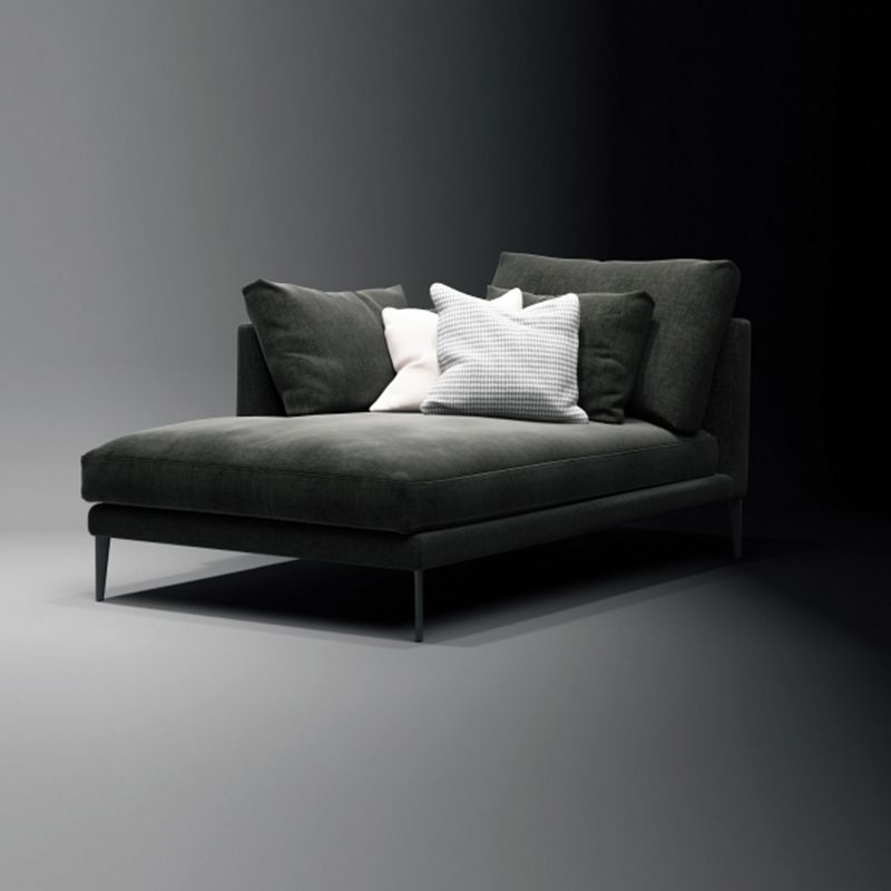 Contemporary Black with Arms Chaise Wood Pillow Top Arms for Bedroom Living Room