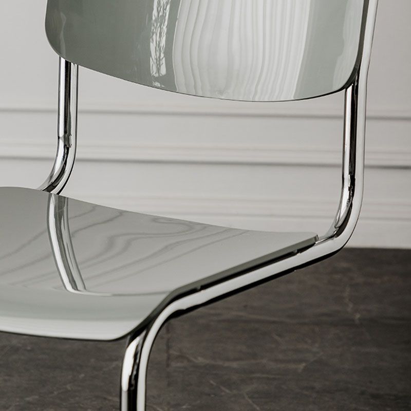 Contemporary Style Armless Chair Plastic Open Back Side Chair with Metal Base