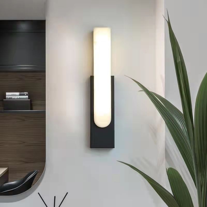 Stone Rectangular Wall Sconce Lighting Modern Style 1 Light Wall Lighting Fixtures